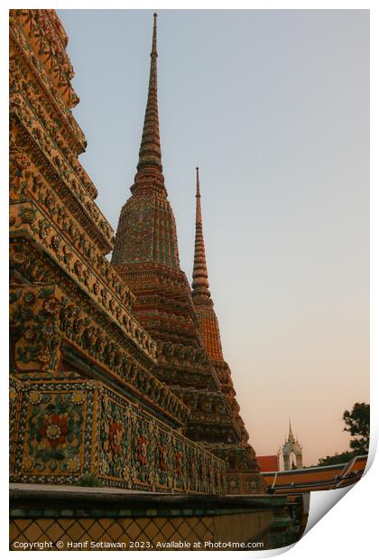 2nd view from three stupa in a row at Wat Pho Print by Hanif Setiawan
