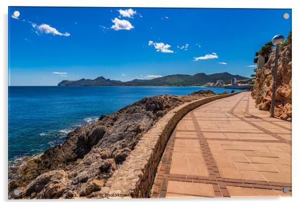 Idyllic boardwalk at the seaside in Cala Rajada Acrylic by Alex Winter