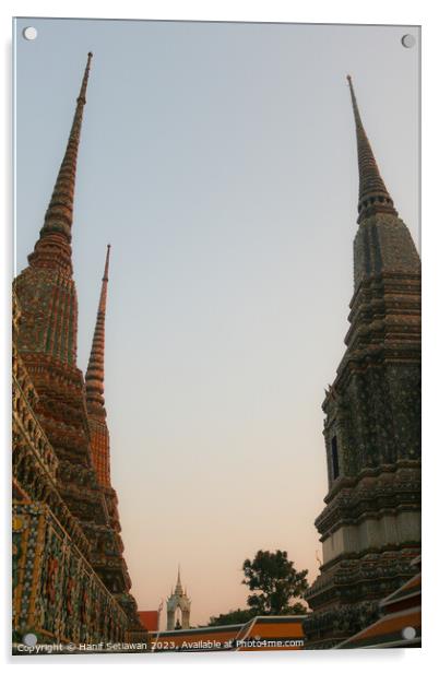 Second view of two stupa against sky at Wat Pho Acrylic by Hanif Setiawan