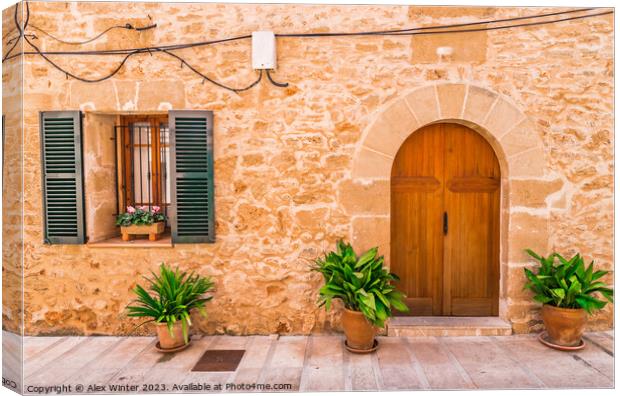 Old town Alcudia Mallorca island old door shutter Canvas Print by Alex Winter