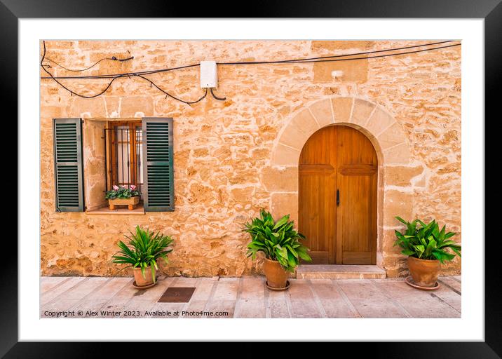 Old town Alcudia Mallorca island old door shutter Framed Mounted Print by Alex Winter