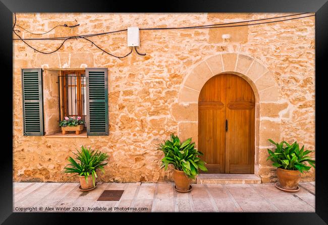 Old town Alcudia Mallorca island old door shutter Framed Print by Alex Winter