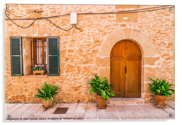 Old town Alcudia Mallorca island old door shutter Acrylic by Alex Winter