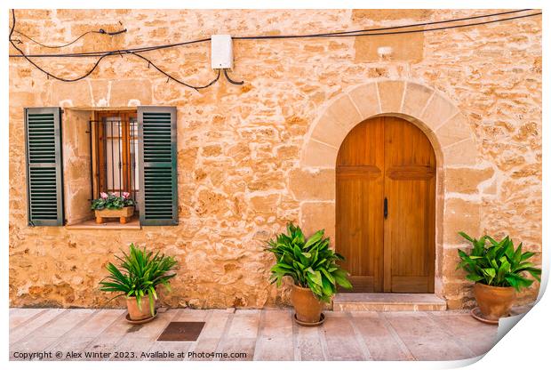 Old town Alcudia Mallorca island old door shutter Print by Alex Winter