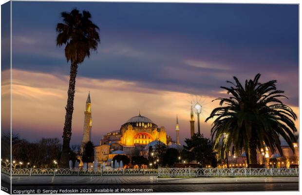 Hagia Sophia in Istanbul, sunset time. Turkey. Canvas Print by Sergey Fedoskin