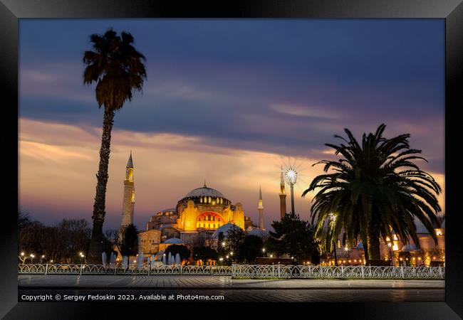 Hagia Sophia in Istanbul, sunset time. Turkey. Framed Print by Sergey Fedoskin
