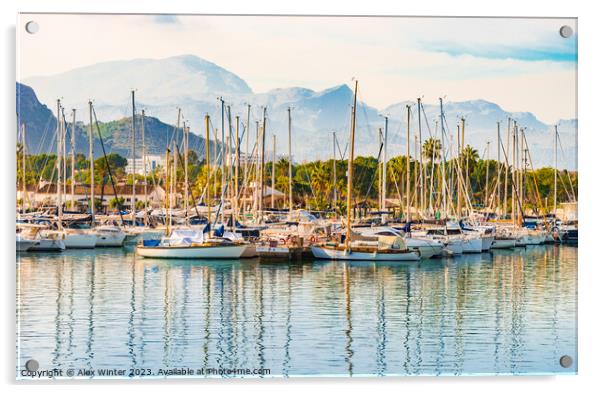 View at the marina of Port de Pollensa on Mallorca Acrylic by Alex Winter