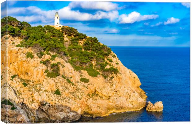 Mallorca lighthouse at the cape in Cala Ratjada Canvas Print by Alex Winter