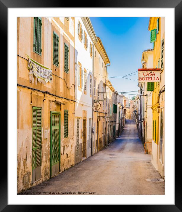 Street view in Arta, rustic old town on Mallorca Framed Mounted Print by Alex Winter