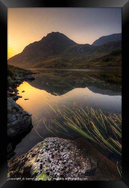 Serene Sunrise Over Snowdonia Framed Print by Darren Wilkes