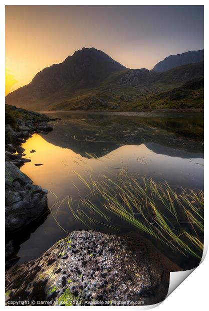 Serene Sunrise Over Snowdonia Print by Darren Wilkes
