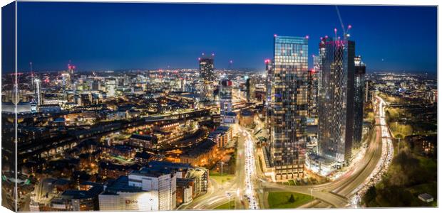 Manchester at Night Canvas Print by Apollo Aerial Photography