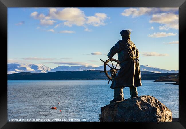 Snowdonia from Moelfre Anglesey Framed Print by Pearl Bucknall