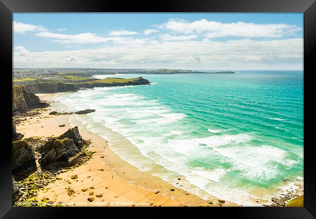 Newquay and its beaches, North Cornwall Framed Print by Justin Foulkes