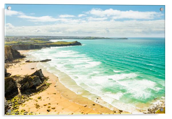 Newquay and its beaches, North Cornwall Acrylic by Justin Foulkes