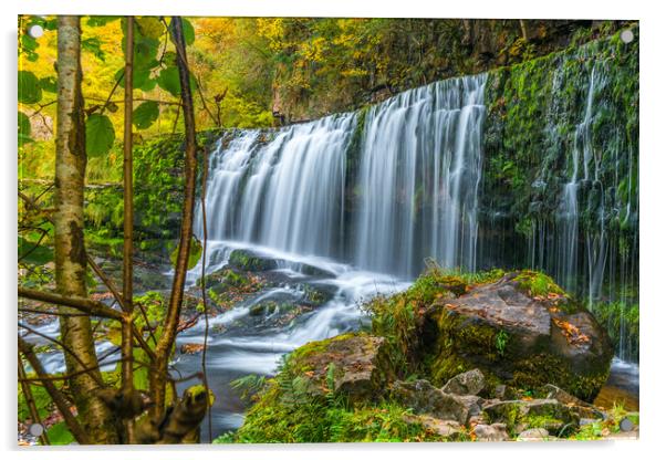 Sgwd Isaf Clun Gwyn Waterfall, Brecon Beacons, Wal Acrylic by David Ross