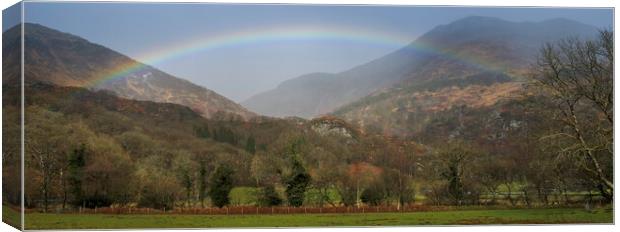 A rainbow in Snowdonia Canvas Print by Leighton Collins