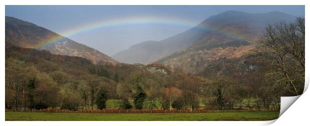 A rainbow in Snowdonia Print by Leighton Collins