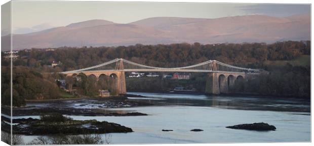 The Menai Suspension Bridge Canvas Print by Leighton Collins