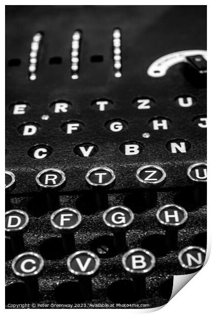 Keyboard, Bulbs & Rotors German World War 2 'Enigma' Machine Print by Peter Greenway