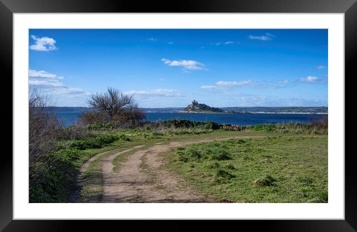 St Michaels mount Cornwall,southwest coast path Framed Mounted Print by kathy white