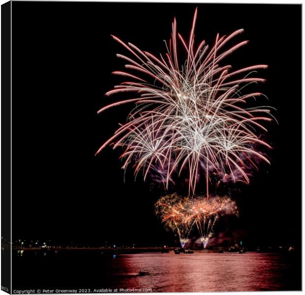 British Firework Championships From The Queen Annes Battery Canvas Print by Peter Greenway