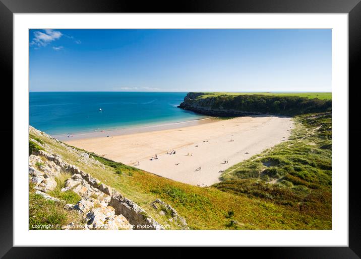 Barafundle Bay, Pembrokeshire, South Wales Framed Mounted Print by Justin Foulkes