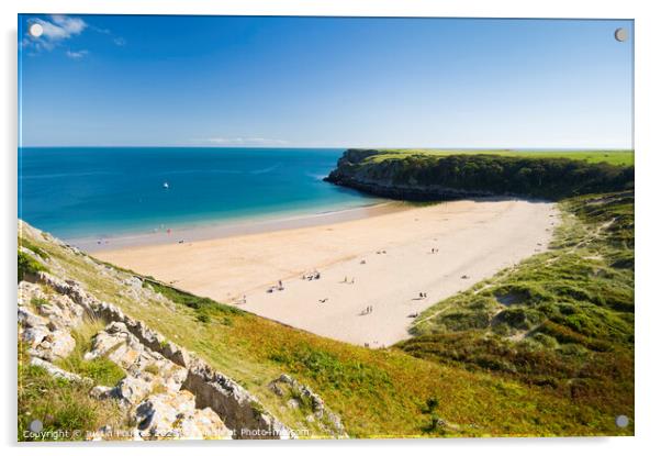 Barafundle Bay, Pembrokeshire, South Wales Acrylic by Justin Foulkes