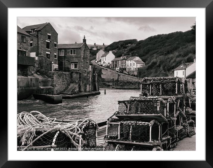 Picturesque Staithes Harbour Framed Mounted Print by Janet Carmichael