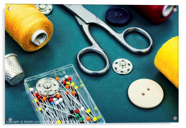 Various sewing tools Acrylic by Mykola Lunov Mykola