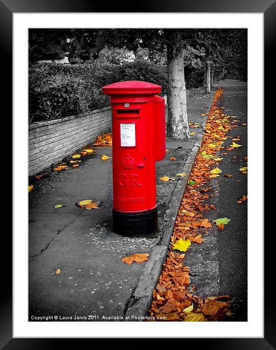 A Postbox in Autumn Framed Mounted Print by Laura Jarvis