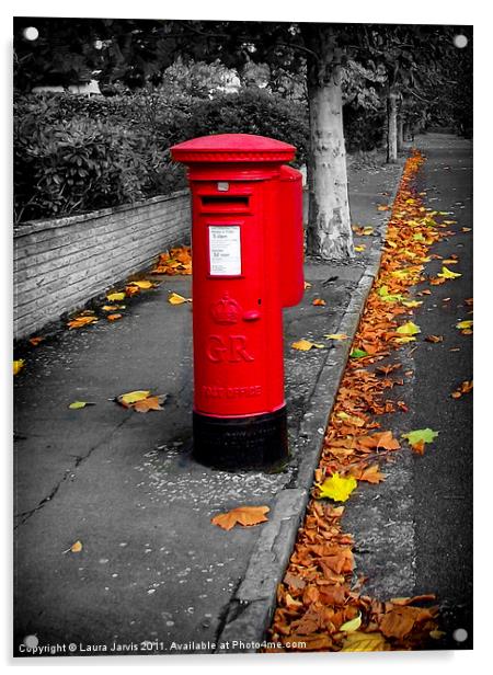 A Postbox in Autumn Acrylic by Laura Jarvis