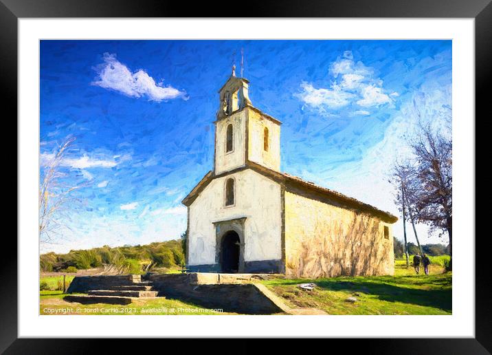 Hermitage of La Damunt - CR2103-4769-OIL Framed Mounted Print by Jordi Carrio