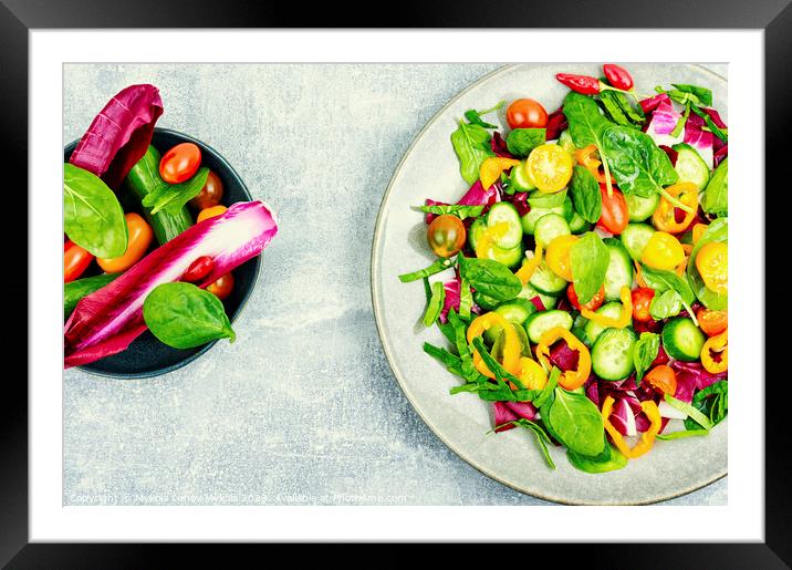 Colorful vegetable salad, top view Framed Mounted Print by Mykola Lunov Mykola