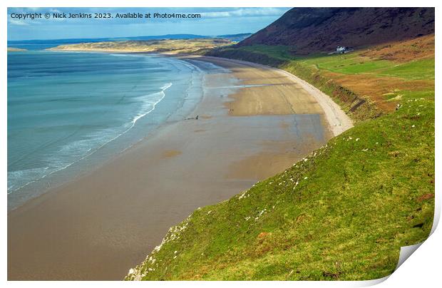 Rhossili Bay stretching into the Distance Gower Print by Nick Jenkins