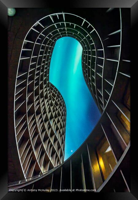 Copenhagen Axel Towers Aurora Edit Framed Print by Antony McAulay