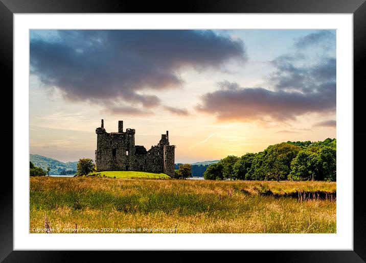 Kilchurn Castle Sunset Facade Framed Mounted Print by Antony McAulay