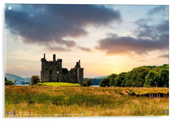 Kilchurn Castle Sunset Facade Acrylic by Antony McAulay