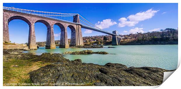 Menai Suspension Bridge Anglesey Wales Print by Darren Wilkes