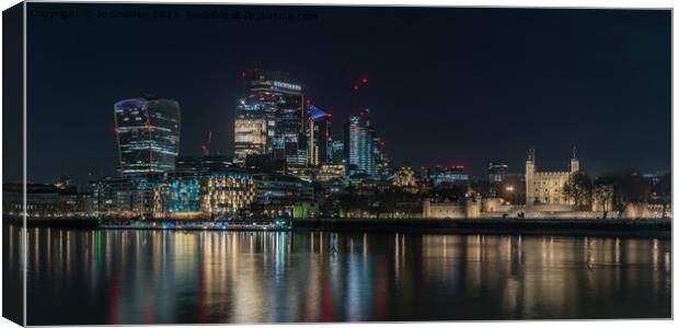 London Skyline at Night Canvas Print by Jo Sowden