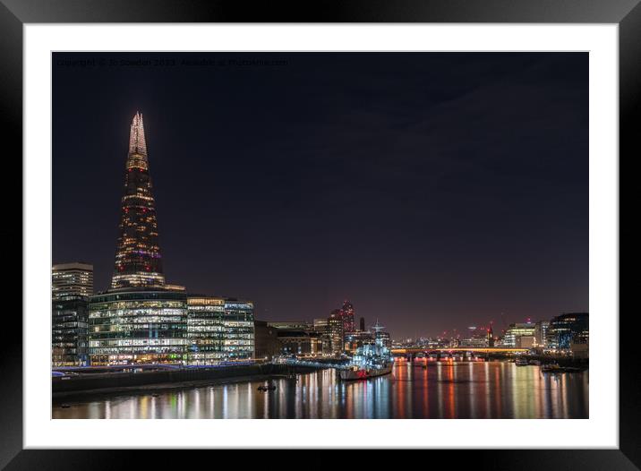 London at Night Framed Mounted Print by Jo Sowden