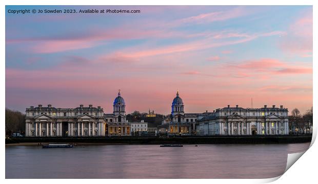 Greenwich at Sunset.  Print by Jo Sowden