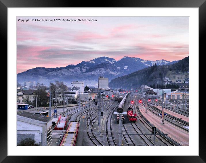Sunrise over Feldkirch Station Austria.  Framed Mounted Print by Lilian Marshall