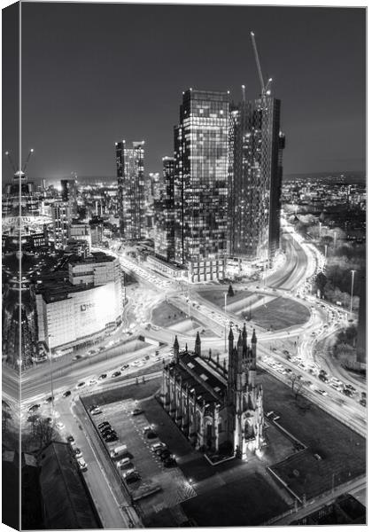 Manchester Black and White Canvas Print by Apollo Aerial Photography