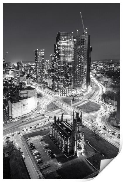 Manchester Black and White Print by Apollo Aerial Photography