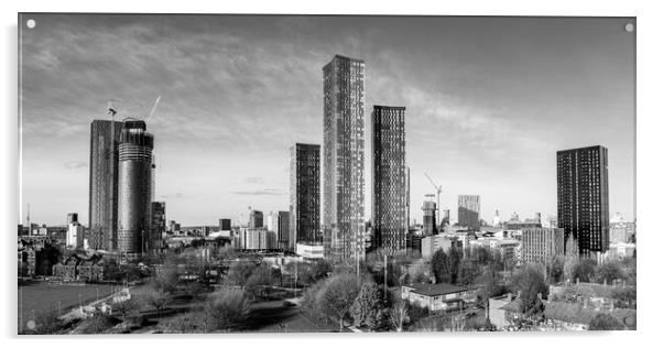 Manchester Black and White Acrylic by Apollo Aerial Photography