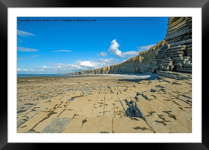 Cliffs from Nash Point to Monknash Glamorgan Coast Framed Mounted Print by Nick Jenkins