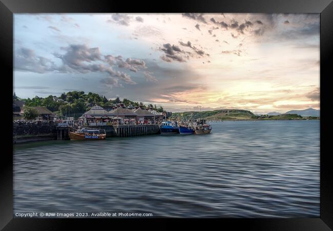 Sunset over Obans Fishing Boats Framed Print by RJW Images