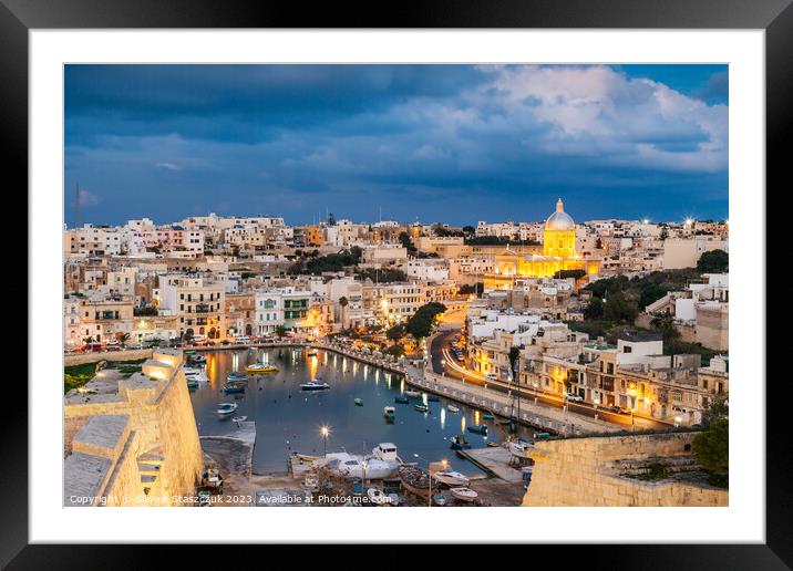 Gloaming in Kalkara Framed Mounted Print by Slawek Staszczuk