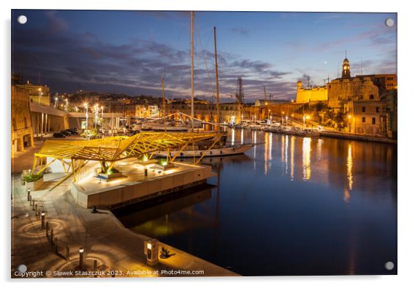 Vittoriosa Yacht Marina Acrylic by Slawek Staszczuk